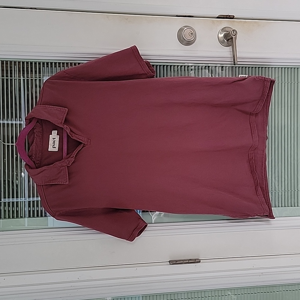 Pact Organic Cotton Vintage Jersey Notch Neck Short Sleeve Polo Men's Sz L